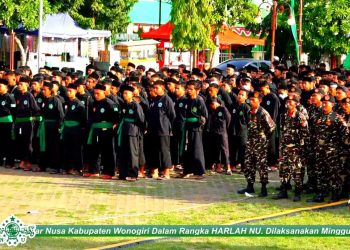 Ribuan Pendekar Pagar Nusa dan Banser Penuhi Apel Akbar di Alun-Alun Wonogiri